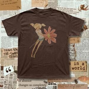 Brown Fairy Graphic Tee With Flower